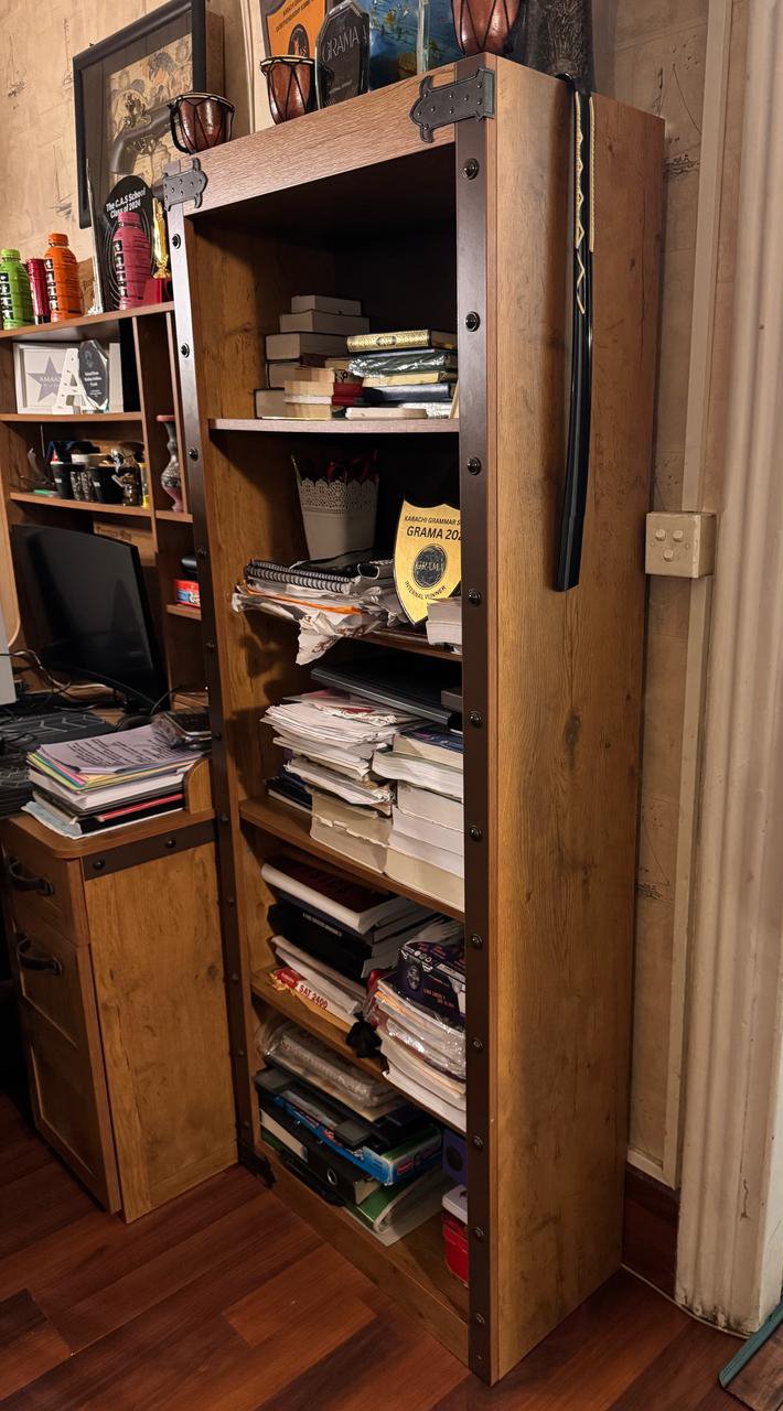 Rustic Bookshelf with Metal Accents-SoUnique.PK